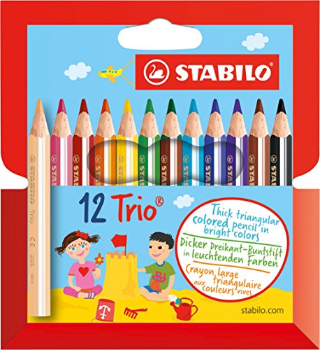 Dreikant-Buntstift - STABILO Trio dick kurz - 12er Pack - mit 12 verschiedenen Farben