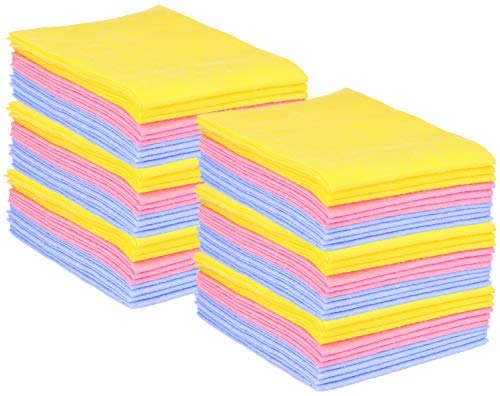 com-four 60 Haushaltstücher, extrem saugfähige und strapazierbare Allzweck-Wischtücher aus Viskose (60 Stück - Putztücher)