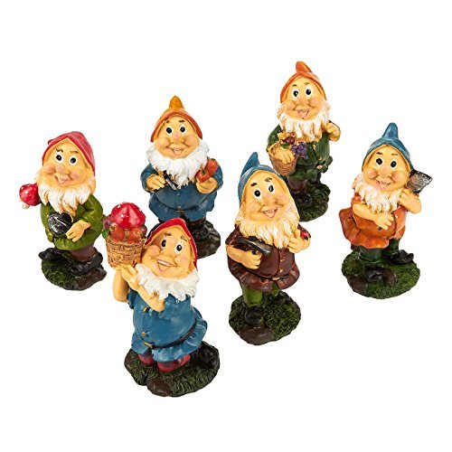 Juvale Set von 6 Mini-Zwergfiguren - Feengarten - Zwergfiguren, 4,8 x 10,2 x 4,6 cm