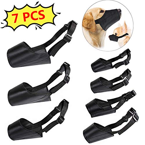PROZADA [ 7 PCS] Nylon Hund Maulkorb, Einstellbare atmungsaktive Sicherheit Haustier Hund Maulkörbe Anti-Biss Anti-Bellen Anti-Kauen Sicherheitsschutz, geeignet für kleine mittlere große Hund