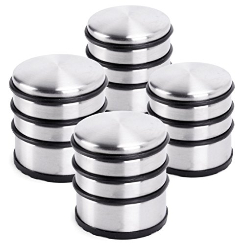 Oxid7 Türstopper Edelstahl hoch ca. 8,5x8cm (BxH) - Türpuffer mit ca. 1,2kg für schwere Türen - Edelstahl-Design Tür Stopper Halter Puffer - Set 4 Stück