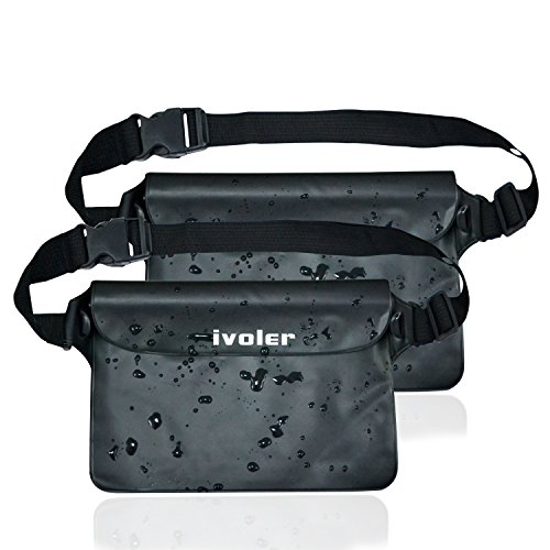 [2 Stücke] iVoler Wasserdichte Tasche Hülle mit Verstellbarer und Extra Langer Gurt, 100% Wasserdichte Beutel Wasserdichte Tasche Handyhülle Schutzhülle Strand-Tasche mit Superleichtgewicht und Größeren Raum für Smartphones, iPad, Kamera, Bargeld, Geld, Datenträger und Dokumente; Perfekt für Wassersport, Strand, Schwimmen, Bootfahren, Angeln und Andere Outdoor-Abenteuern - (Schwarz)