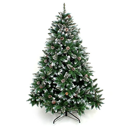 Yorbay Weihnachtsbaum Tannenbaum mit Ständer 120cm-240cm für Weihnachten-Dekoration (mit Schnee, 150cm)