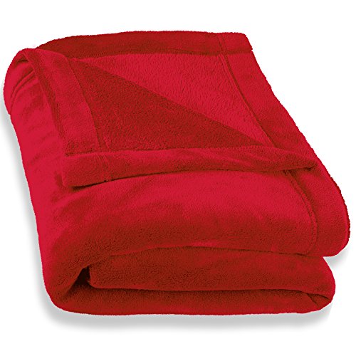 Kuscheldecke 150x200 Wohndecke flauschig warm kuschelig Coral Fleece Mikrofaser Schmusedecke weiche Tagesdecke Microfaser Öko-Tex geprüft CelinaTex Montreal Fleecedecke Sofadecke 5000078 rot