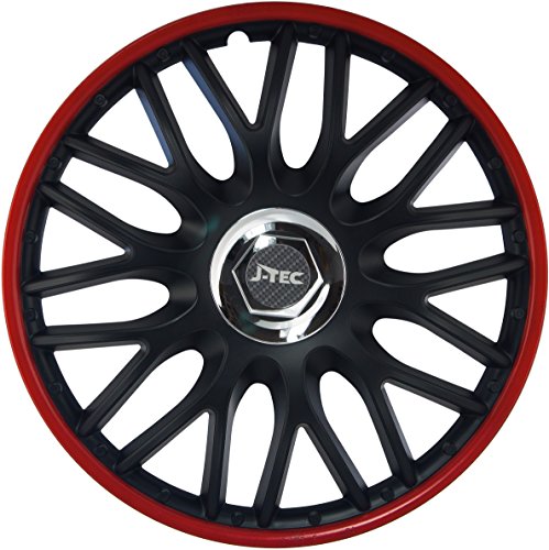 J-Tec Orden Rot/Schwarz 14' Zoll. (4 x Universal Radzierblenden/Radkappen)
