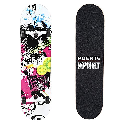 NACATIN Skateboard Komplettboard für Kinder Jungendliche und Erwachsene mit ABEC-9 Kugellager und 8-lagigem Ahornholz 92A Rollenhärte Funboard 80x20x11cm Belastung 180 KG für Anfänger und Profis