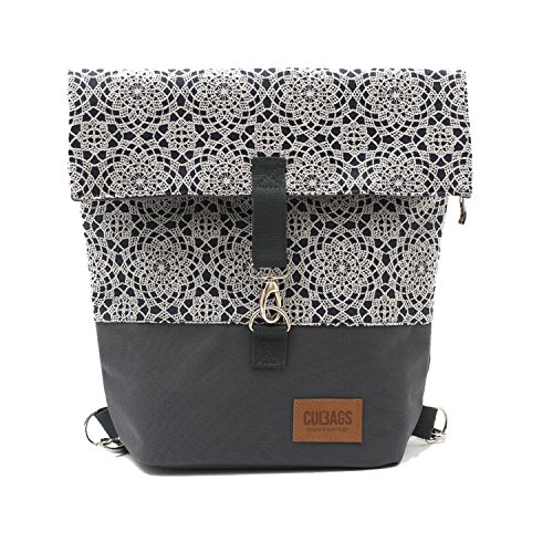 C-BAGS SWEET JEANS Fahrradtasche Damen Rucksack Spitzenmuster Backpack verschiedene Muster (800.007 lace grey)