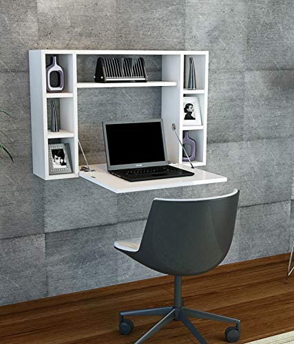 Reboz Klapptisch Schreibtisch ausklappbar in Weiß Funktion Wandtisch Computertisch