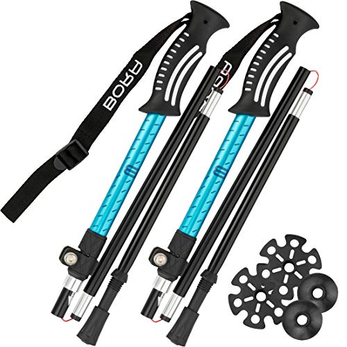 BoraSports 2er-Set Wanderstöcke faltbar, leicht und ultrakompakt - verstellbare Trekkingstöcke mit Klemmverschluss (Türkis)