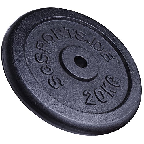 ScSPORTS 20 kg Hantelscheibe Gusseisen Einzeln, Gewicht für Langhantel- und Kurzhantel-Stangen mit 30/31 mm Bohrung