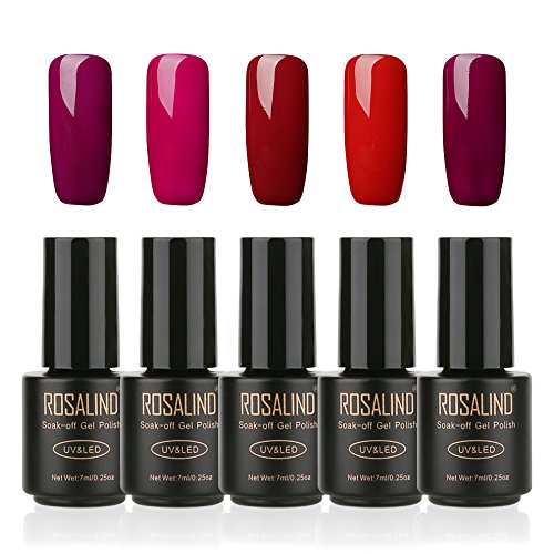 ROSALIND Gel Nagellack, Splitter Set, 4 Nude und 2 Glitter, UV & LED Soak Off Nude Color Langanhaltender Maniküre-Lack (muss Decklack und Grundlack auftragen) (set 7)