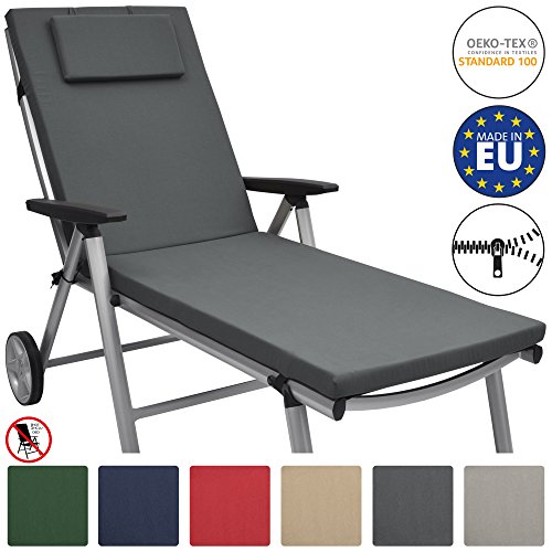 Beautissu Loft RL Auflage für Gartenliege 200x60x5 cm UV-Beständige Sonnenliege Auflage mit Reißverschluss Natur