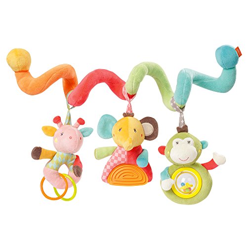 Fehn 074451 Activity-Spirale Safari / Stoff-Spirale zum Greifen und Fühlen für Bett, Kinderwagen, Laufgitter anpassbar / Für Babys und Kleinkindern ab 0+ Monaten / Maße: 30cm lang