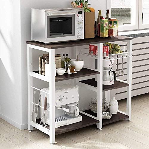 soges Bäckerregal Küchenregal Standregal Bäcker Regal Mikrowellenhalter multifunktionale Küche Aufbewahrungsregal mit 3 Ablage,Schwarz