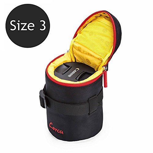 Huntvp Objektivtasche Neopren Kamera Objektiv Schutztasche Objektivköcher Wasserdicht Gepolstert Objektivbeutel DSLR Kamera Schutzhülle Stoßfest Kordelzug Kameratasche für Kamera Objektiv und Zubehör