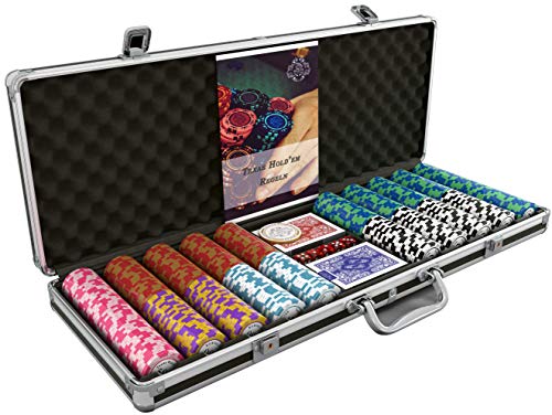 Bullets Playing Cards - Großer Pokerkoffer Deluxe Pokerset mit 500 Clay Pokerchips, Poker-Anleitung, Dealer Button und Bullets Plastik Pokerkarten