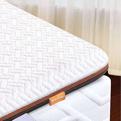 Inofia Matratzenauflage 90x200 Matratzentopper Memory Foam Topper Visco Mattress Topper 2cm Naturbrown Airyfoam+4m Biogrey Reliefoam, 100 Nächte Probeschlafen,10 Jahre Garantie(90 x 200 cm)