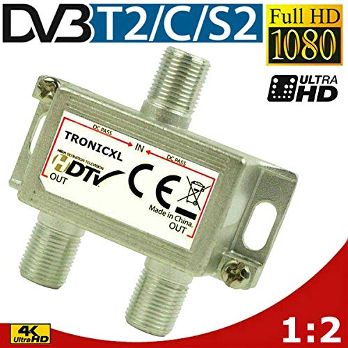 TronicXL Premium Antennenverteiler Verteiler Weiche Splitter F-Buchse zb für DVBT DVBC SAT Splitter Unicable Kabelfernsehen Unitymedia Vodafone Sky NetAachen Primacom Kabelfernseh Digital HD 3D 4K