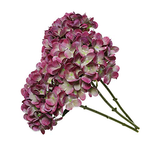 T4U Künstliche Hortensien Kunstblumen Strauß Violett 3er-Set für Wohnung Hochzeit Hotel Restaurant Deko