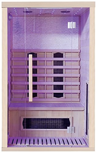 Infrarotkabine Infrarotsauna Svett Fußbodenheizung / Bluetooth / Steinwand / Sternenhimmel / mit komplettem Zubehör und vielen Extras
