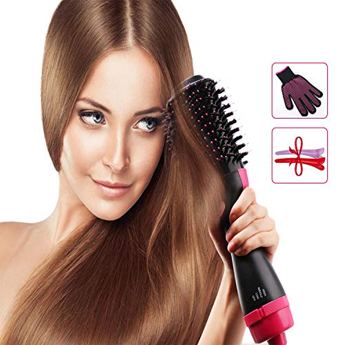 Hiveseen Haartrockner Warmluftbürste One Step, 3 in 1 Fönbürste Elektrisch, Negativ Ion Haarglätter Lockiges Volumizer Styler, 2 Temperaturen & 3 Geschwindigkeiten, Frizz und Static Reduzieren