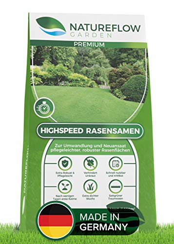 Natureflow Rasensamen schnellkeimend pflegeleicht zum Traumrasen - Grassamen für Sonne und Schatten - Premium Qualität - 10 kg