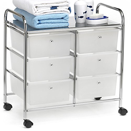 IDIMEX Badregal Rollwagen Rollcontainer GINA, mit 6 transparenten Schubladen und Metallgestell verchromt