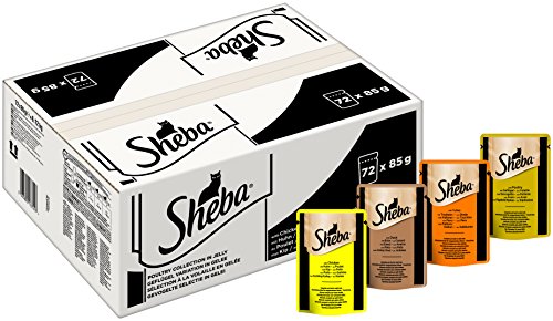 Sheba Katzenfutter Selection in Sauce für ausgewachsene Katzen, Geflügel Variation in Sauce, 1er Pack (1 x 72 x 85 g)