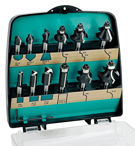 ENT 12-tlg. DURACUT HM Fräser Set in bruchfester Kunststoffkassette - Oberfräser mit Schaft 8 mm