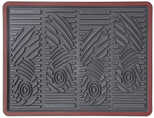 CarFashion 258281 PUR|SchuhCheck, Schuhmatte Innen, Abtropfmatte, dekorative Umrandung in rot-metallic, Abtropfschale Schuhe, Größe ca. 52 x 39 cm, Schuhmatte Plastik, Schuhmatte Auto