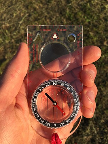 Reliable Outdoor Gear Kartenkompass (der ideale Kompass für Survival, Orientierung, Navigation, Backpacking) Magnetischer Steuerkurs, flüssigkeitsgefüllt, Azimutlager, Bodenplatte mit Kartenlineal