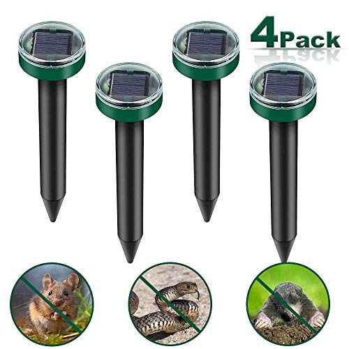 Vivibel 4 Stück Solar Maulwurfabwehr,Ultrasonic Solar Maulwurfschreck,Mole Repellent, Wühlmausschreck, Wühlmausvertreiber mit IP65 für Den Garten (Grasgrün)