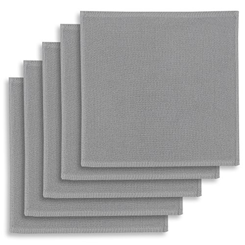 KRACHT, 5er-Set Geschirrtuch, Spültuch, Multifunktion Baumwolle grau, Edition ziczac-affaires, ca.30x30cm