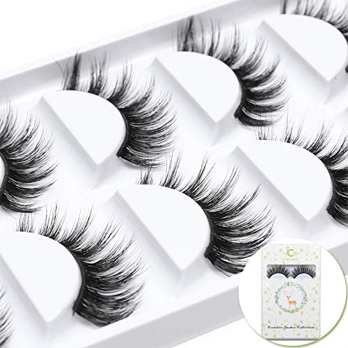 ICYCHEER Falsche Wimpern, 5 Paare 3D Nerzhaar Wimpern Natürliche Schwarz Lange Pure Handgemacht mit Unsichtbares Band Wiederverwendbar (6)