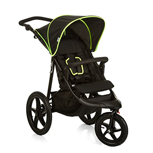 Hauck Runner Buggy, Jogger mit Liegefunktion, klein zusammenfaltbar, für Kinder ab 6 Monate bis 22 kg, schwarz (Black/Neon Yellow)
