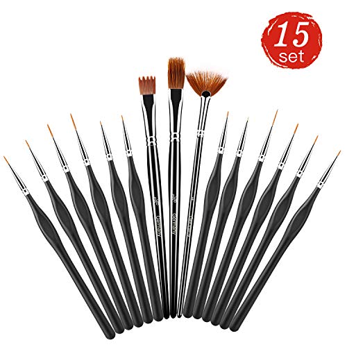 BESTOPE Pinselset Malen 15 Stück Premium Malpinsel Ideal für Öl, Aquarell, Acryl, Modellbau, Malen Künstlerpinsel, Körper Bemalung, Feine Detailpinsel mit Extra Dünnen, Weichen Spitzen