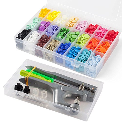 T5 Druckknöpfe mit Snaps Zange, Cooleaf 360 Set KAM T5 Druckknopf in 24 Farben für DIY Basteln (360 sets KAM T5 Druckknöpfe  and Snaps Zange)