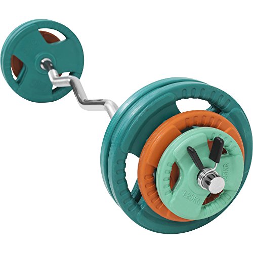GORILLA SPORTS SZ-Curlset 35 kg Gummi Gripper – SZ-Hantelstange, Gewichten und Federverschlüssen