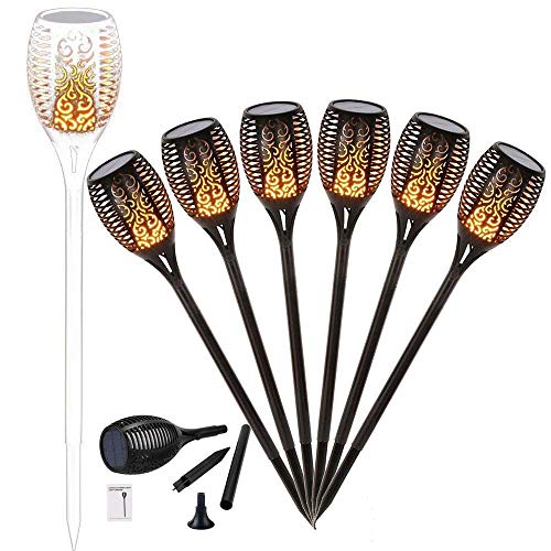 96 LED Solar Gartenleuchte Solar Garten Beleuchtung Garten Licht, Solarlampe mit IP65 wasserdicht und realistischen Flammen (6 Stücke)