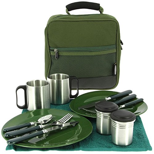 13-teiliges Deluxe G8DS Campinggeschirr, Tassen und Besteck für 2 Personen Kochgeschirr Camping-Besteck-Geschirr-SET Survival Outdoor