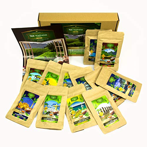 Tee Probierset mit int. aromatischen Tee Sorten (12x7 Tassen) I Ausgefallene Geschenkidee Teebox I originelles Geschenk für Frau Sie Ihn Freundin Frauen