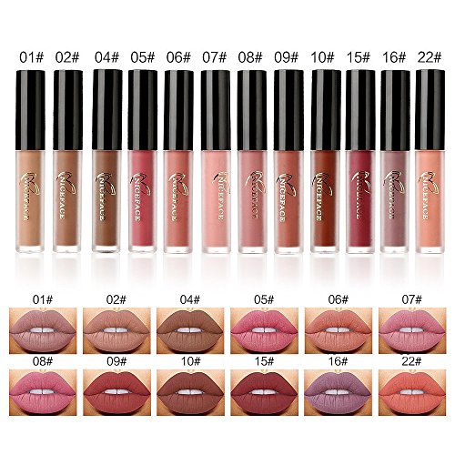 Matt Nude Lipgloss Set ,Valuemakers Lippenstifte Liquid Matte Lipstick Dauerrhaft Lip Liner Make up 12 Stück