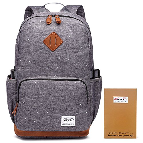 KAUKKO weißen Pünktchen Schulrucksack Mädchen Rucksack Outdoor Freizeit Schultaschen Grau