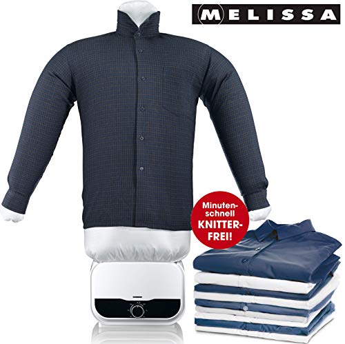 MELISSA 16390055 Bügelpuppe, Blusentrockner,Bügelsystem,Hemd und Blusen Bügler,weiß, 1200 Watt Power,Easy Bedienung, Kunststoff
