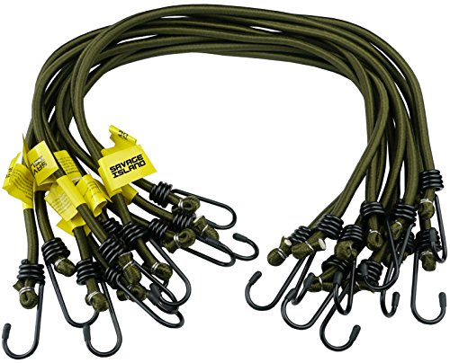 10 Spanngummis extra stark olivgrün mit Haken an beiden Enden von Savage Island elastisch Garten Auto Heimwerken Gepäck Outdoor Camping