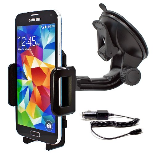 Mobilefox KFZ SET 360° Universal Handy Halterung Auto Halter für die Windschutzscheibe mit Ladekabel