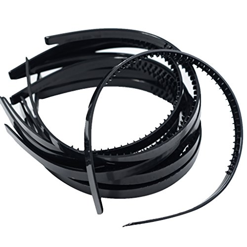 Sharplace 10er Set Damen Mädchen Haarreif aus Kunststoff DIY Haarband Stirnband Haarschmuck Haar Accessoires - Schwarz