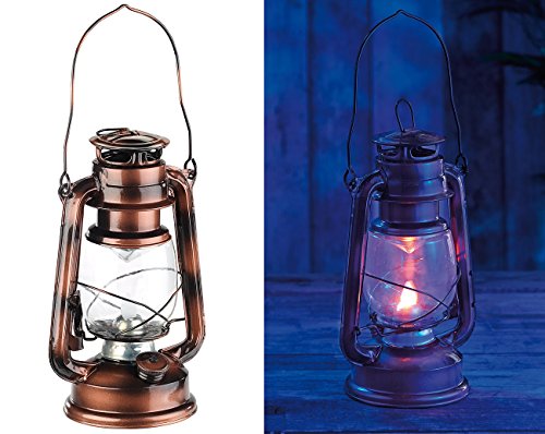 Lunartec Sturmlaterne: LED-Sturmleuchte im Öllampen-Design, Flammen-Imitation, bronzefarben (LED Sturmlampen)