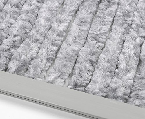 Beautex Gardinen Türvorhang Flauschvorhang Chenille 100x240 cm inkl. Tasche, Campingvorhang Insektenschutz, Farbe Wählbar (Grau/Weiß)