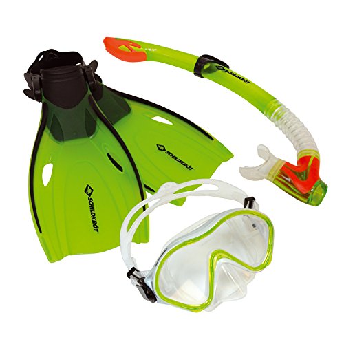 Schildkröt Kinder-Schnorchelset Bermuda 3-teilig, Brille, Schnorchel, verstellbare Flossen in verschiedenen Größen 27-32 / 33-38, ABC Set, Junior Tauchset, hochwertiges Silikon, perfekte Passform